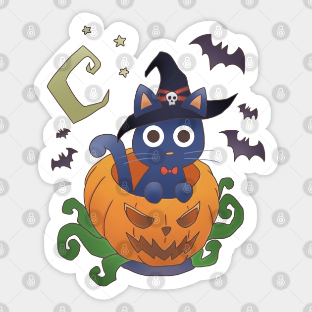 pumpkin cat Sticker by LadyCerbero